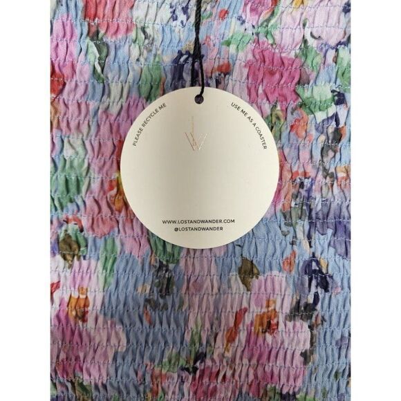 Lost & Wander Off The Shoulder Blouse Top Women's MEDIUM Blue Green Purple NEW - Picture 9 of 11